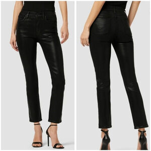 NWOT Hudson Barbara High-Rise Straight Ankle Length Black Coated Jeans, Size 29.